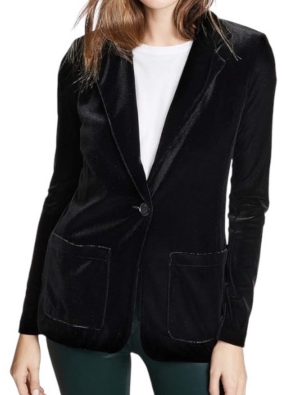 Bailey 44 Black Velvet Single-Button Blazer